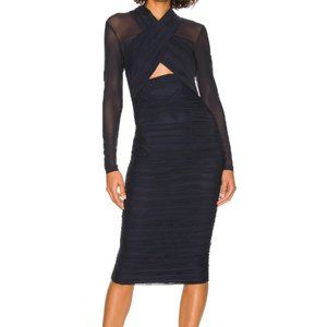 Revolve Bardot Aliyah Long Sleeve Dress in Navy
